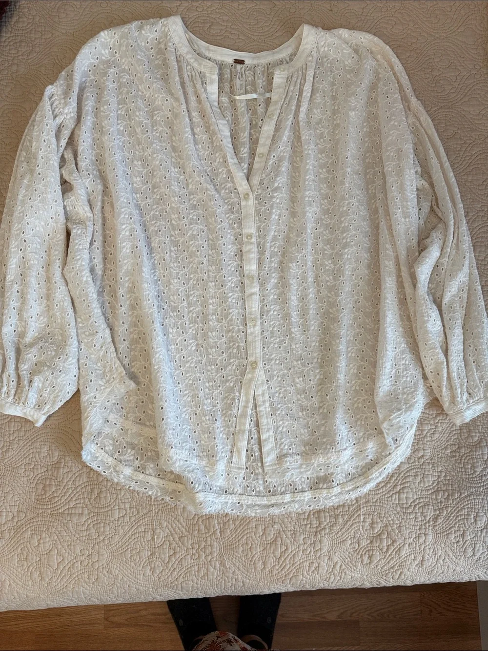 Free People 100% Cotton Maddison Eyelet Blouse